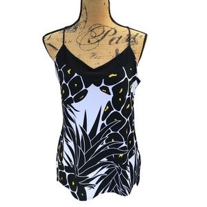 Worthington Abstract Pineapple Print Spaghetti Blouse Sz PM